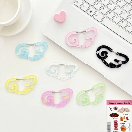 Cute Wings Shape Carabiner Keychain Portable Acrylic Keyring Hook Multifunctional Backpack Pendant Keychain Ornament