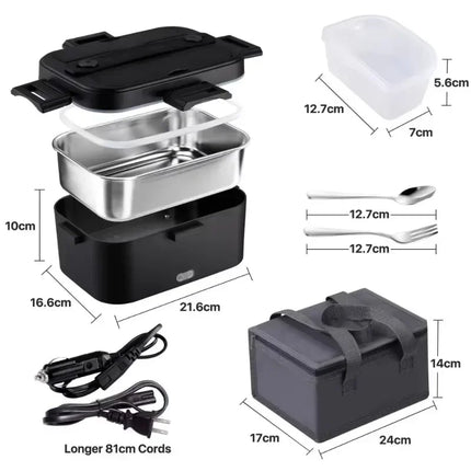 1.8L Electric Lunch Box Water Free Heating Bento Box Portable Rice Cooker Thermostatic Heating Food Warmer for Car Truck Office
