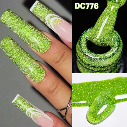 Red Reflective Glitter Gel Nail Polish Sparkling Glitter Flashy Semi-permanent Soak Off Nail Art UV Gel Varnish Nail Supplies