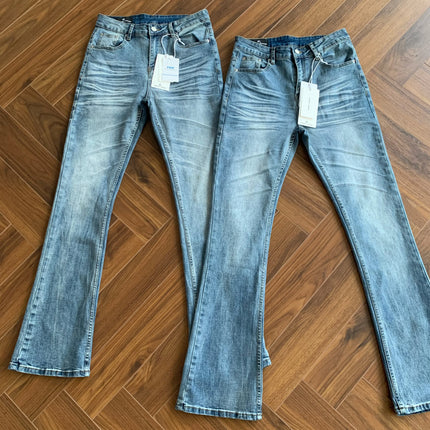 Slim Fit Men's Jeans mid Waist Washed Black Heavyweight Flared Casual Fashion Autumn Season Zipper Closure Classic Clean Fit