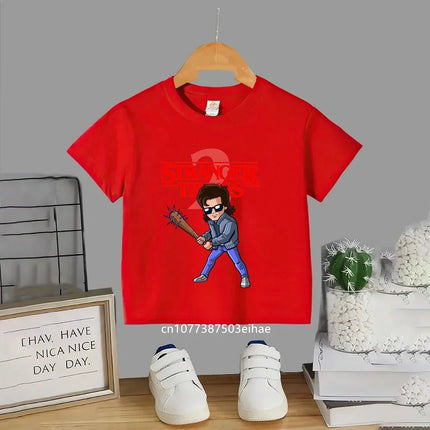 Trendsetting Stranger Things Prints for Summer Cheap Yet Chic O-neck Tees for Boys and Girls Soft Fashionable for Kids