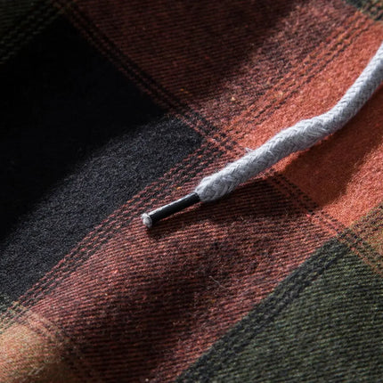 Autumn Hot Sale Of The Season Men's Plaid Hooded Casual Shirt Independent Station Cross-Border Checkered Hoodie Style Floral Patchwork