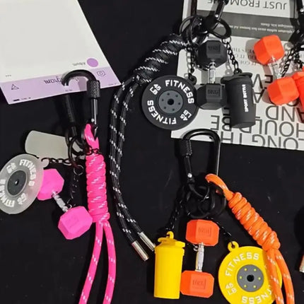 Dopamine Fitness Series Pendant D-shaped Buckle Detachable Barbell Plates Key Chain Bag Charm Creative Large Dumbbells Keyring
