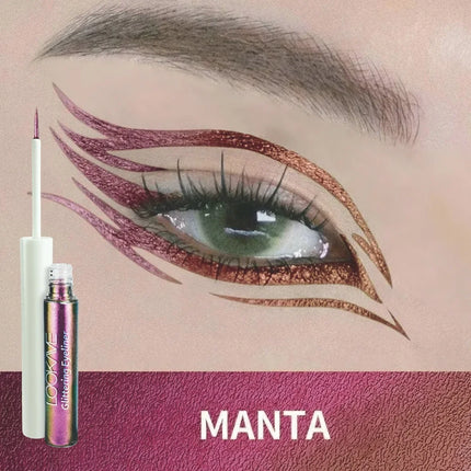 Shiny Chameleon Green Liquid Eyeliner Metallic Eyeshadow Multicolor Eye Liner Pearlescent Polarized Glitter Eye Pigment Makeup