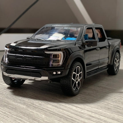 1:20 Ford Raptor F150 Pickup Truck Toy Car Model Alloy Diecast Doors Opened Pull Back Sound Light Scale Model Car Toys For Boys