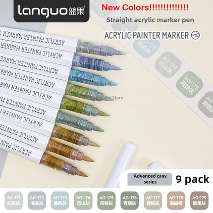 LANGUO 207/9 Colors Direct Liquid Acrylic Marker Soft Brush Paint Pen For Manga Graffiti Crafts Art School Supplies Stationery