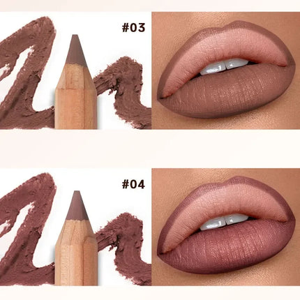 Nude Brown Lipliner Pen Wooden Matte Lip Liner Waterproof Lipstick Pencil Easy To Wear Non-stick Cup Lip Contouring Pen Cosmetic
