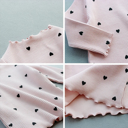 Bear Leader Girls Lovely Heart Print Sweaters 2023 New Autumn Kids Baby Cute Pattern Clothing Fashion Clothes Casual Outfits