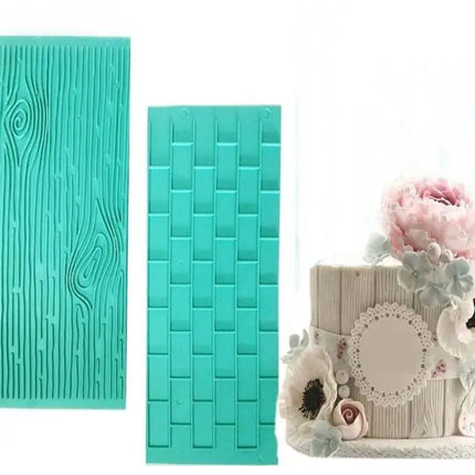 2Pcs/Set Bark Walls Cake Mold Embossed Fondant Brick Wood Grain Bakeware Cutter DIY Mould Pastry Baking Cake Decorating Tools