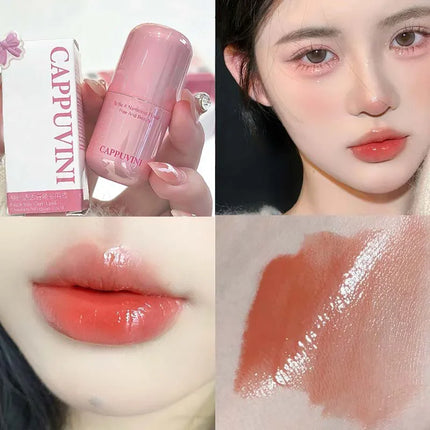 Lasting Waterproof Moisturizing Plump Lip Gloss Mirror Effect Lip Color Water Gloss Ice Clear Peach Pink Lip Glaze Korean Makeup