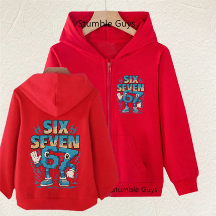 Hot Six Seven Zip Up Hoodies Children's Funny 67 Brainrot Sweatshirts Clothes Kid Girl Boy Zipper Hoody Baby Casual Fashion Tops