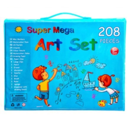 208 Piece Children's Art Set with Crayons Watercolor Pencils and Foldable Easel for Kids Drawing Painting Gift Holiday Present