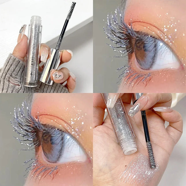 Diamond Silver Mascara Shiny Galaxy Sequins Sweat Proof Glitter Eyelashes Quick Dry Lasting Curling Thick Mascara Shimmer Makeup