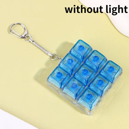 4/9 Keys Mechanical Keyboard Axis Tester LED Keyboard Key Toy Stress Relief DIY Button Keycap Fidget Keychain Toys Gift