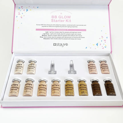 Stayve BB Cream Glow Beginner Starter Kit Whitening Liquid Foundation Acne Hyaluronic Acid Serum Facial Skin Care Beauty