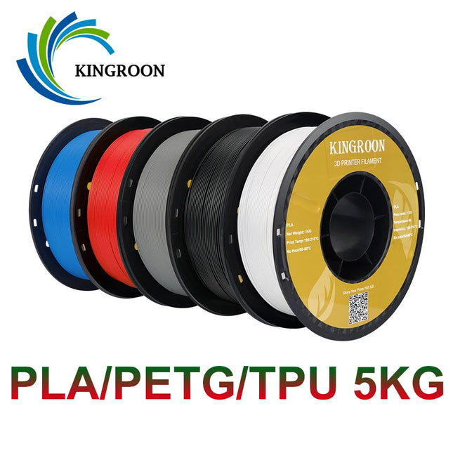 KINGROON 5KG PLA TPU PETG Filament Mix color 1.75mm 3D Printer Plastic No Bubble Spool 3D Printing Materials Wholesales