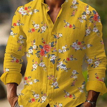 Hawaiian Men's Linen Long Sleeve Music 3D Guitar Printed Shirt Party Long Sleeve Beach Harajuku Top Shirt