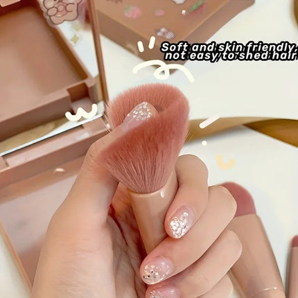 Mini Makeup Brush Set Travel Makeup Brush Set，5Pcs Portable Makeup Brush Set With Mirror -  Foldable Travel Kit