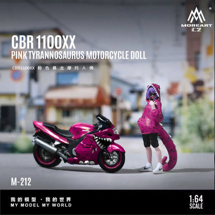 *In stock*MoreArt 1:64 BR1100XX Bone Dragon Motorcycle Cool Girl Figure Resin Model, Miniature Scene Decoration Gift&Display