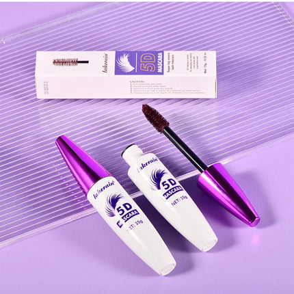 Lakerain 5D Mascara Eyelashes Lengthening Long-Lasting Intense Black Waterproof Nourishing Smudge-Proof Mascara Eye Makeup