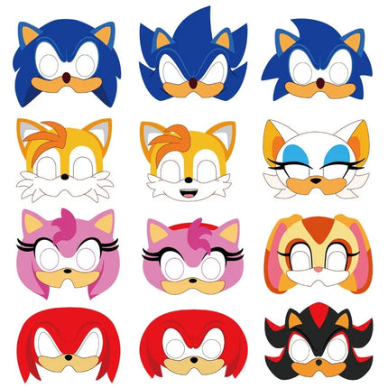 Sonic Party Masks 12pcs Set - Birthday Carnival Cosplay Props Gift