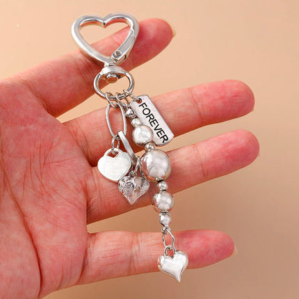 Aihua Cute Y2K Metal Shell Love Heart Key Chain Pearl Key Ring for Women Girl Handbag Pendants DIY Handmade Jewelry Accessories