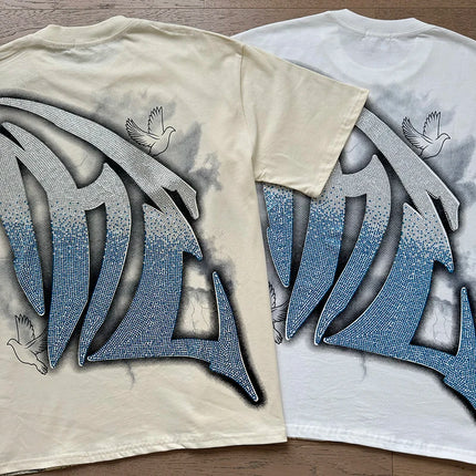 Fashion Brand MIXED EMOTION T-shirts Men Women Couple Streetwear Angel Print Summer Top Tee Round Neck Short Sleeve