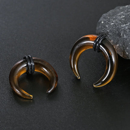 Casvort 1PCS Cozy Glass Stretching Kits Pincher Taper with O-Rings Buffalo Septum Retainers Hypoallergenic Piercing Jewelry