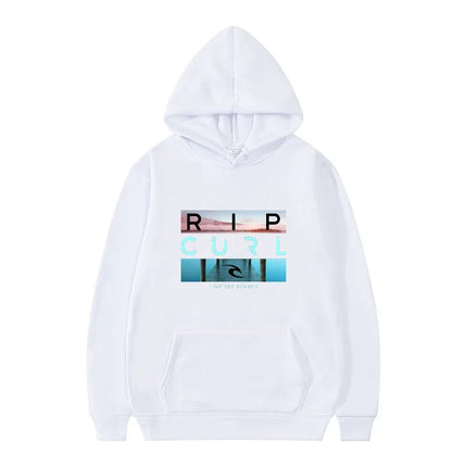 Men's hooded black casual street style sports shirt  suitable for surfing enthusiasts and fashion enthusiasts