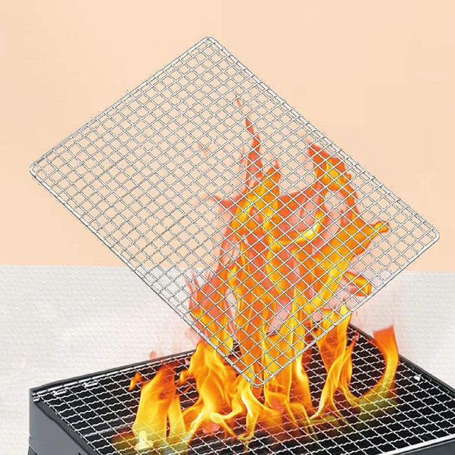 Outdoor Camping Barbecue Grilling Part Grates 304 Stainless Steel Rectangle Square BBQ Net Mesh Grill NonStick Baking Mat