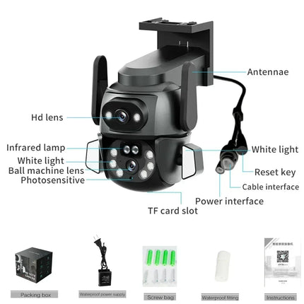 4K 8MP WIFI Camera TUYA APP Dual Screen Cam Binocular AI Body Automatic Tracking CCTV Alexa Security Intelligent IP66 Monitoring