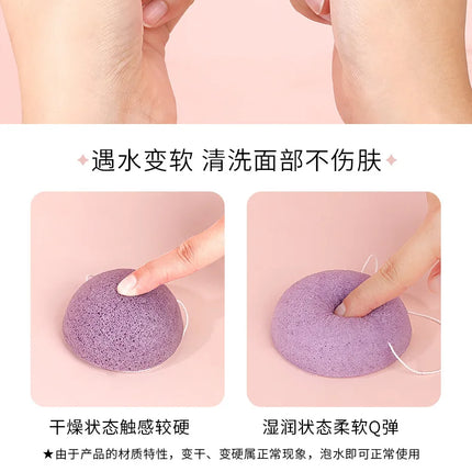 Face Washing Sponges Beauty Makeup Tools for Women Face Cleaning Sponge Heart Round Shape Konjac Cleaning Exfoliator Puff Purple