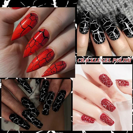 7ml Crackle Gel Nail Polish Cracking Nail Gel Quick Dry Nail Art Varnishes Hybrid Semi Permanent Soak Off Base Top Coat tool