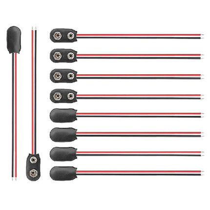 10pcs 9v Battery Clip Connector Plastic Battery Snap I type Cable Lead PP3 with 150 mm Flying Leads