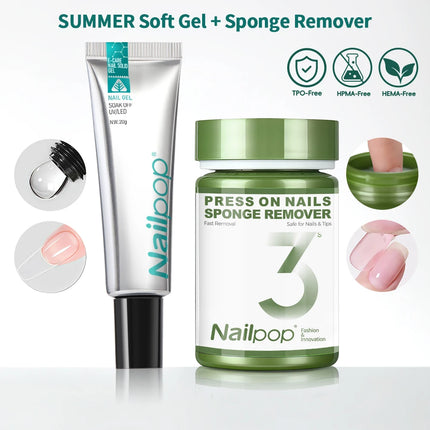 Nailpop Pro Soft Nail Tips Gel Glue 20g Adhesive Fake Nails Long Lasting Soak Off UV Gel Nail Polish Manicure Products for Nails
