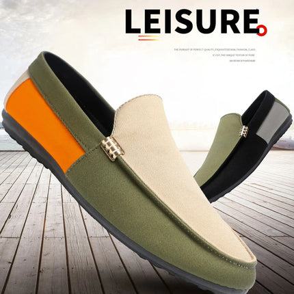 2025 Spring/Autumn New Arrivals: Fashionable Men's Shoes Large Colour Block Patchwork Loafers Versatile Stylish  Student Shoes