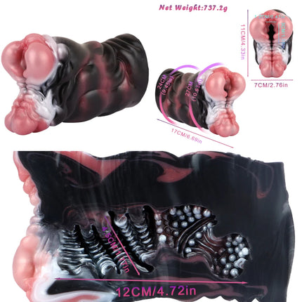 Silicone Monster Male Masturbator Daul Channel Anal Onahole Pussy Realistic Vaginal Textured Channel Stroker AdultSexToy For Man
