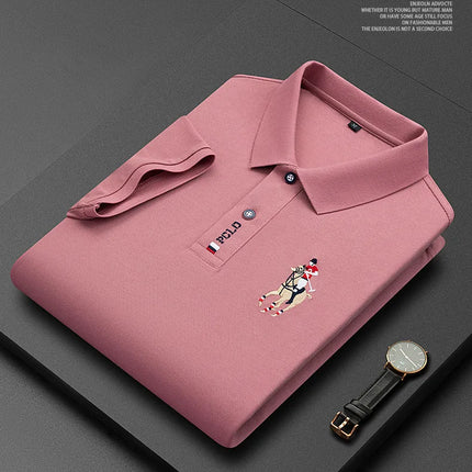 Brand Embroidered Men's Pure Cotton Popsicle Cotton Short Sleeve Polo Shirt Summer New Business Casual Breathable Men's Top 4XL