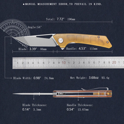 SHOOZIZ Folding Pocket Knife for Men, Flipper EDC knife, 3.39" 14C28N Steel, Ultem/G10 Handle with Clip,Outdoor  Camping Tool