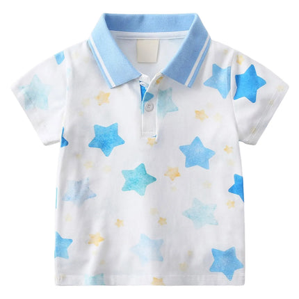 Fashion Kids Boys POLO Shirts Kids Short Sleeved T-shirt Star Print Tee Tops Toddler Polos Shirt 3 To 7Yrs Children Clothing