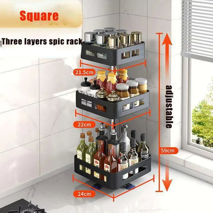 360 Rotation Spice Rack Multi-Layer Spices Cans Seasonings Storage Tray Multifunctional Bathroom Storage Rack Kitchen Organizer