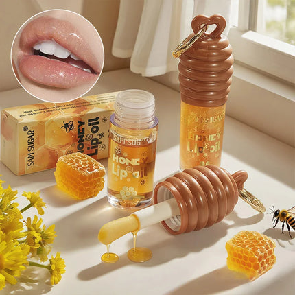 Sam Sugar Honey Lip Oil Deeply Moisturizes and Improves Lip Lines, Offering Both Lip Gloss and Lip Balm Functions, with a Transparent Texture That Gives a Refreshing Feel, Long-Lasting Hydration and Moisture-Locking Propertie