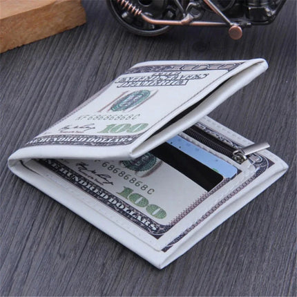 Men's Wallets With US Dollar Pattern Male PU Leather Wallet With Card Holder Coin Pocket Purse Fashion Large Capacity Purse Bag