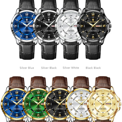 POEDAGAR Original Luxury Male Wristwatch Waterproof Luminous Date Week Men Watch High Quality Leather Quartz Men's Watches Reloj