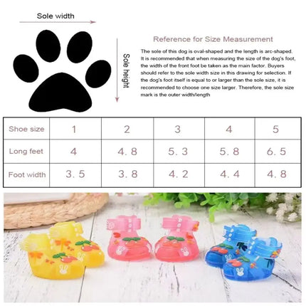 4Pcs/Set Cartoon Dog Summer Jelly Sandals Non-slip Adjustable Breathable Dog Shoes Waterproof Wear-resistant Dog Paw Protector