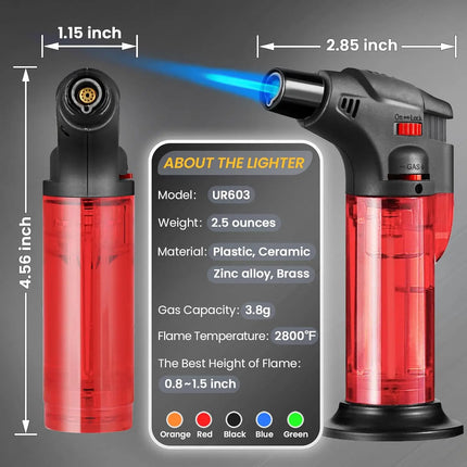 Butane Refillable Jet Flame Torch Lighter Windproof Torch for Candle Fireplace Camping Grill BBQ Lighters