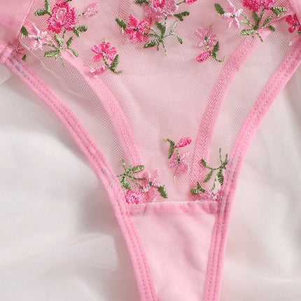 Bra Brief Set Woman 2 PCS Lingerie Sexy Floral Embroidery Underwear Mesh Intimate Transparent Lace Short Skin Care Bralette Kits