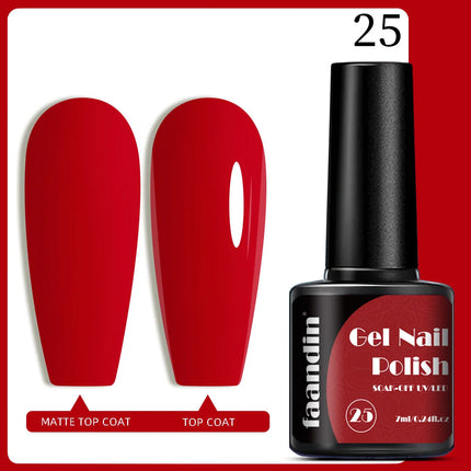 Faandin 7ml 1 Bottle, Solid Color Gel Nail Polish, Selected Red Nail Polish Gel, Uv Lamp Quick-Drying, Alcohol-Free, Full Color, Not Easy to Fade, High Saturation Color, Easy to Use, Can Be Used at Home, Essential Item for Fa
