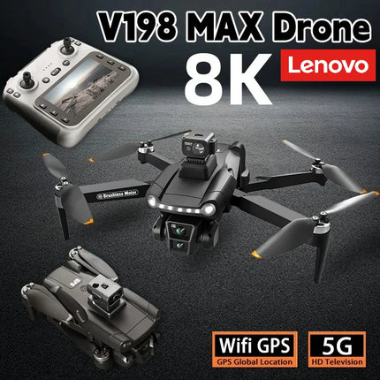 Lenovo V198MAX Drone GPS 8K HD Aerial Photography 4K Dual Camera Brushless Quadrotor Laser Obstacle Avoidance Aerial Optical toy