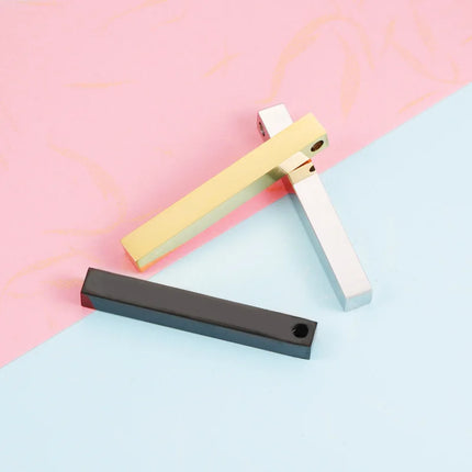 10Pcs/Lot Stainless Steel 3D Gold Color Stamping Bar Blank 5x40mm Long Square Pendant Charms for DIY Jewelry Making